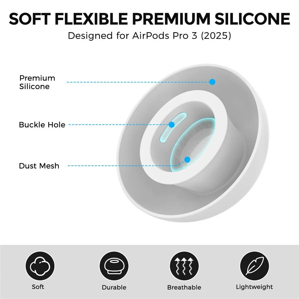 AHASTYLE WG187 1 Pair for AirPods Pro 3 Silicone Ear Tips Replacement Earphone Caps - White  /  L - 2