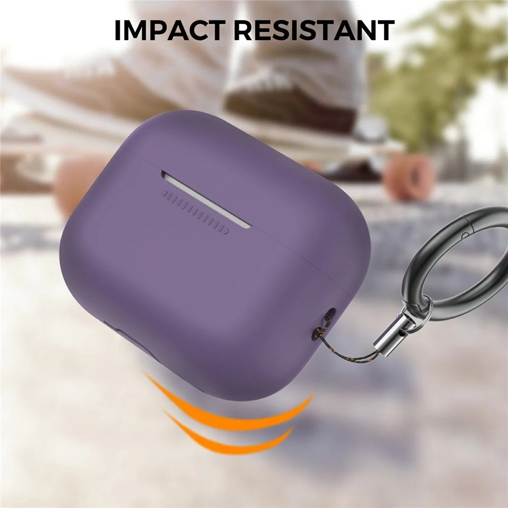 AhaStyle PT187-G-C For AirPods Pro 2 Case One-Piece Silicone Earphone Protective Cover with Keychain and iP (5-14) and Type-C Dustproof Plug - Dark Purple - 5