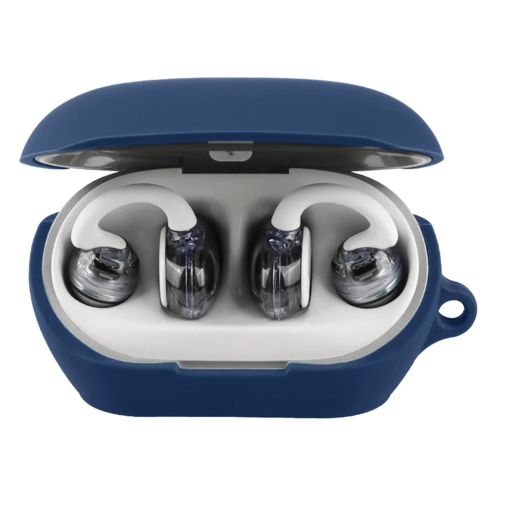 For JBL Soundgear Clips Silicone Case Wireless Earbuds Protective Cover with Anti-Lost Buckle - Dark Blue - 2
