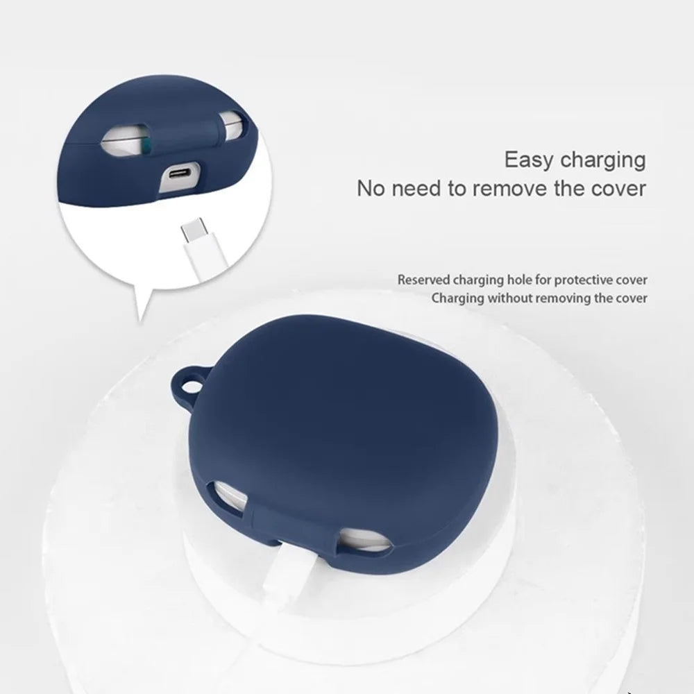 For JBL Sense Pro Silicone Case Wireless Earbuds Protective Cover with Anti-Lost Buckle - Dark Blue - 7