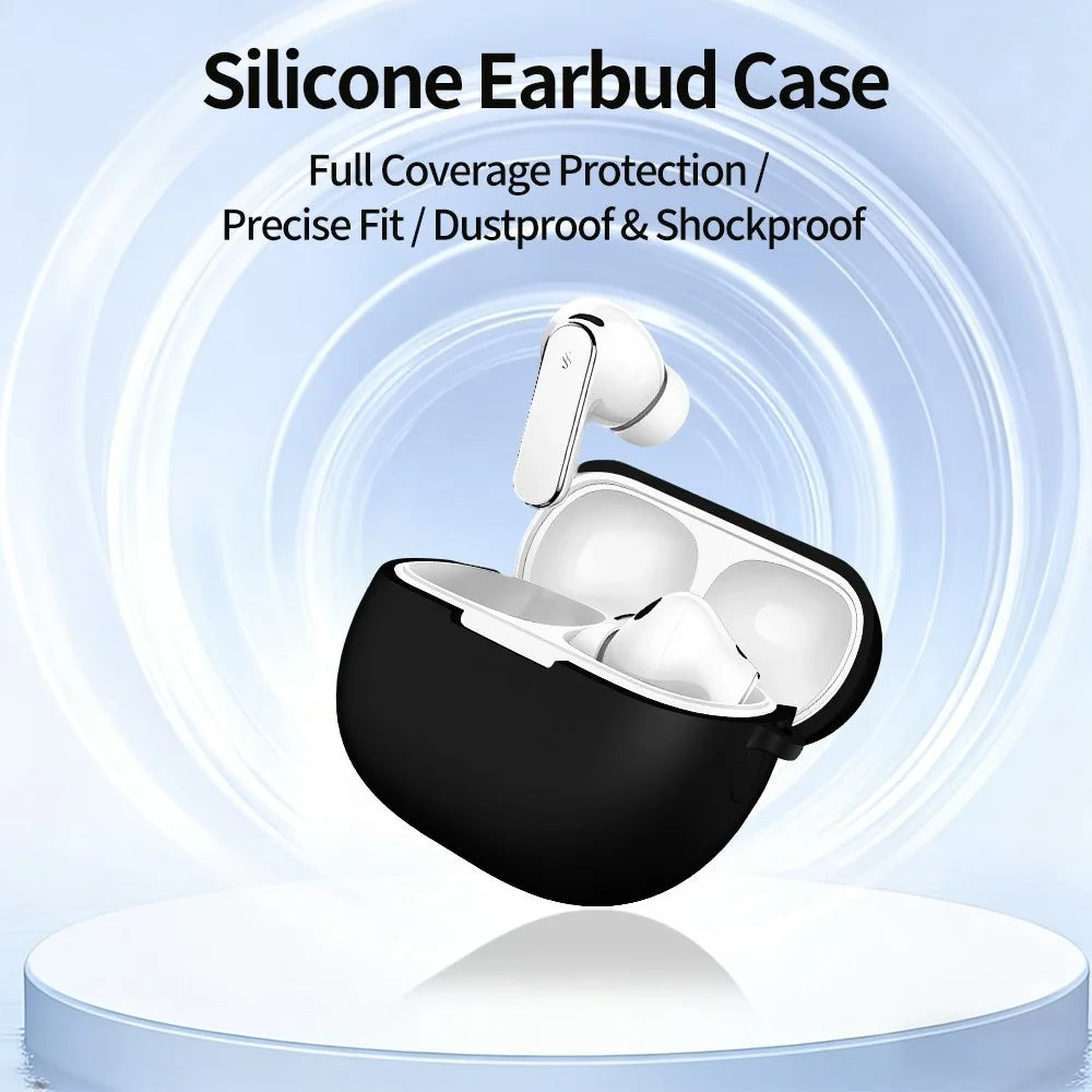 For Huawei FreeBuds Pro 5 Silicone Case Wireless Earphone Anti-Scratch Protective Cover with Carabiner - Black - 4