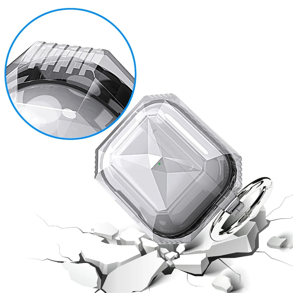 Full Protection Rhombus Style Shockproof Protective Case with Carabiner for Apple AirPods 3 - Black - 3