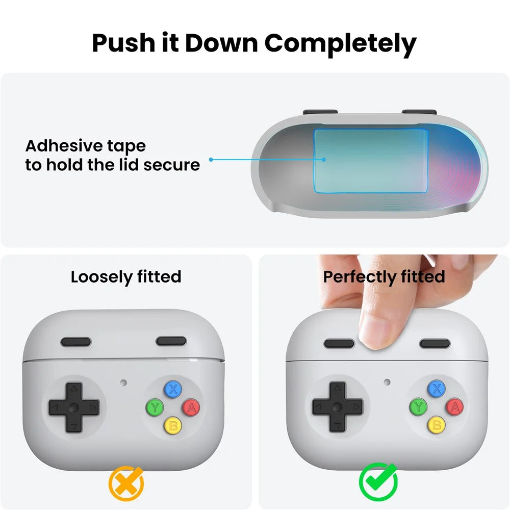 AHASTYLE DD13 For AirPods Pro 3 Silicone Case Game Controller Design Split Protective Cover with Hook - Grey - 3