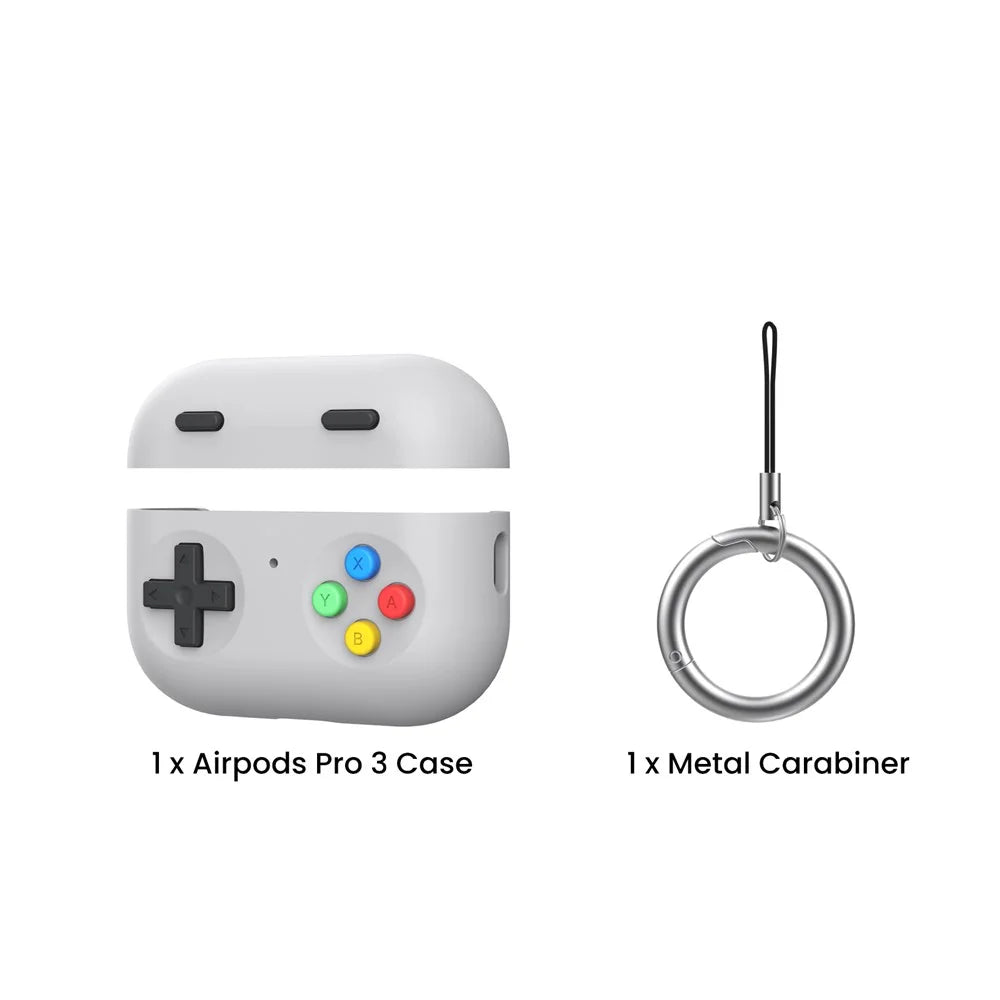 AHASTYLE DD13 For AirPods Pro 3 Silicone Case Game Controller Design Split Protective Cover with Hook - Grey - 6