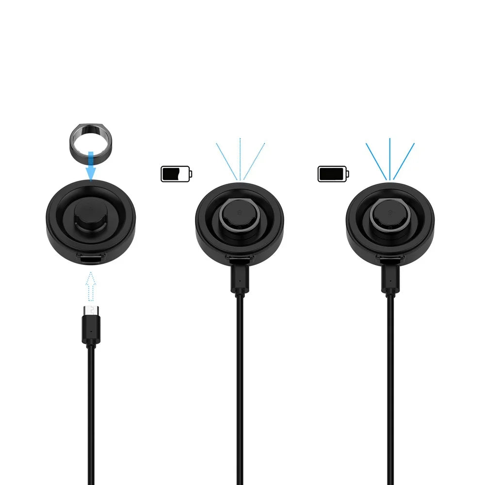 XY-152 For Oura Ring Gen 3, Size 9 Wireless Charging Case with USB Cable Smart Ring Portable Charger - Black - 3
