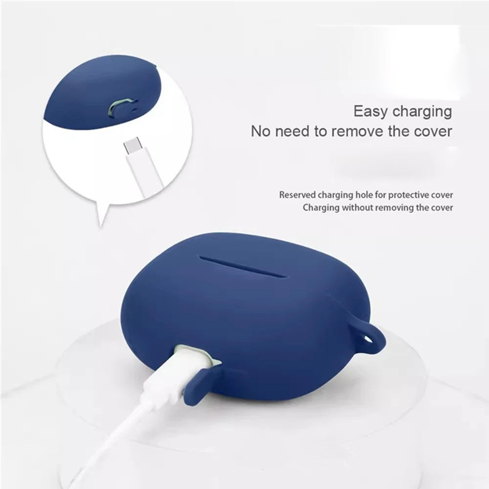 For Xiaomi Redmi Buds 8 Pro Silicone Case Wireless Earbuds Protective Cover with Anti-Lost Buckle - Dark Blue - 2