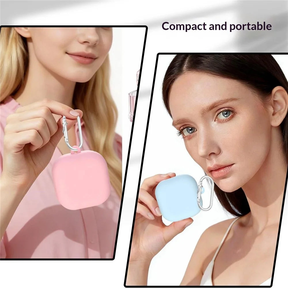 For Samsung Galaxy Buds4 / Buds4 Pro Liquid Silicone Case Earphone Protective Cover with Carabiner - Pink - 5