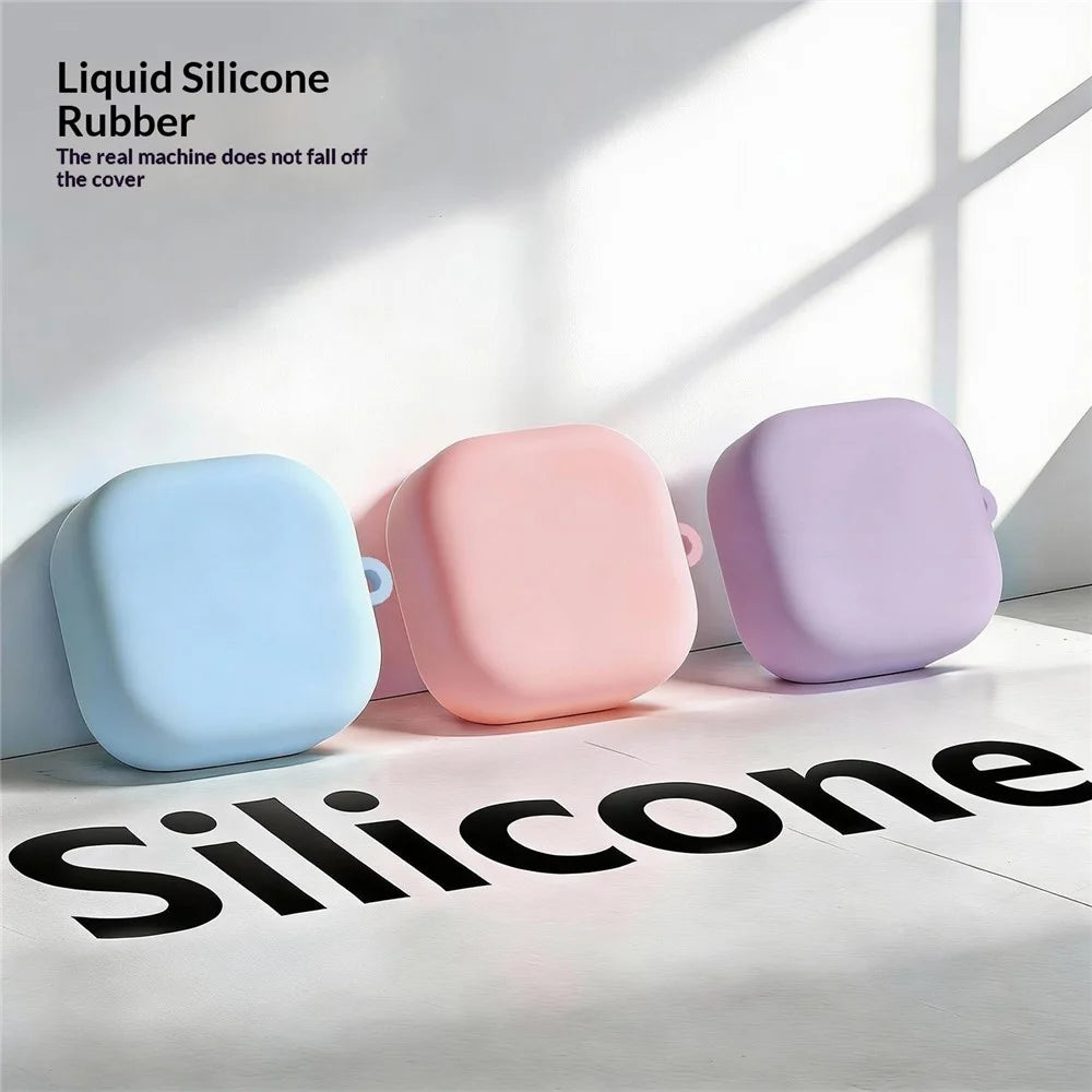 For Samsung Galaxy Buds4 / Buds4 Pro Liquid Silicone Case Earphone Protective Cover with Carabiner - Pink - 7
