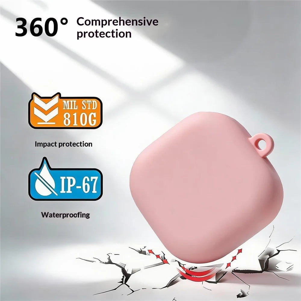 For Samsung Galaxy Buds4 / Buds4 Pro Liquid Silicone Case Earphone Protective Cover with Carabiner / Cleaning Pen - Pink - 2