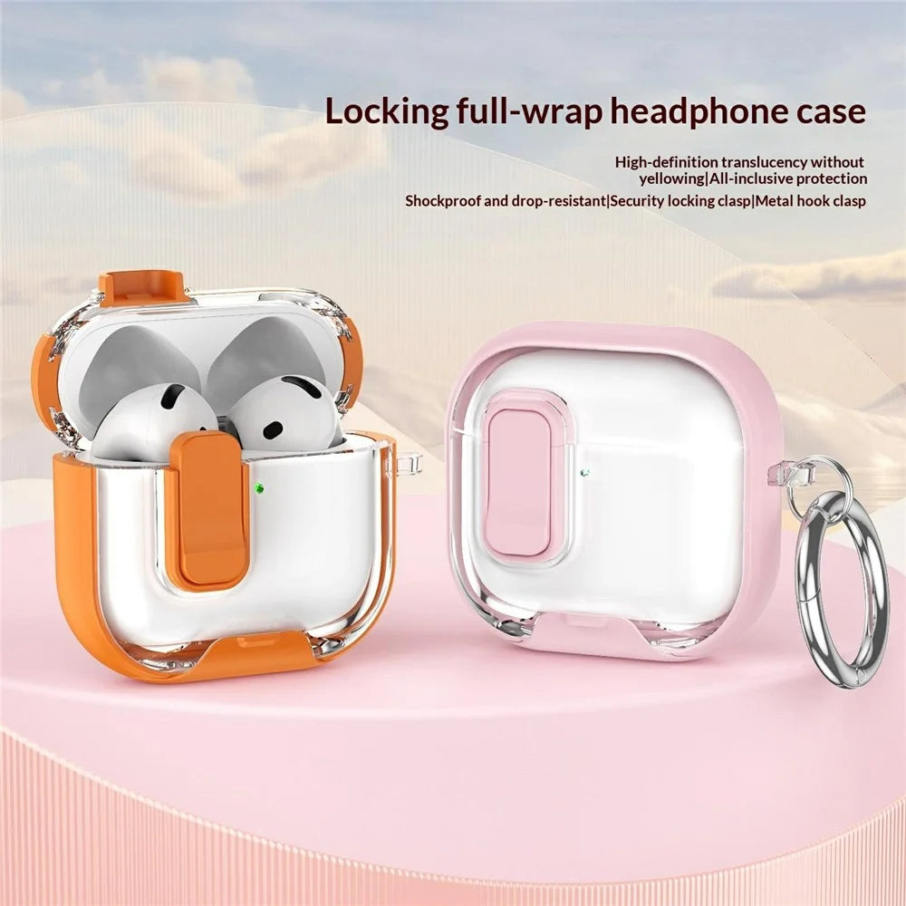 For Apple AirPods Pro 3 Case Phone Stand Holder TPU + PC Earphone Cover with Hanging Buckle - Black - 2