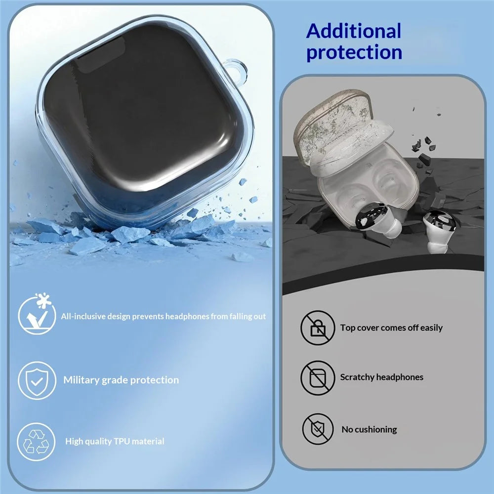 For Samsung Galaxy Buds4 / Buds4 Pro Case Earphone TPU Cover with Metal Hook / Cleaning Pen - Transparent - 7