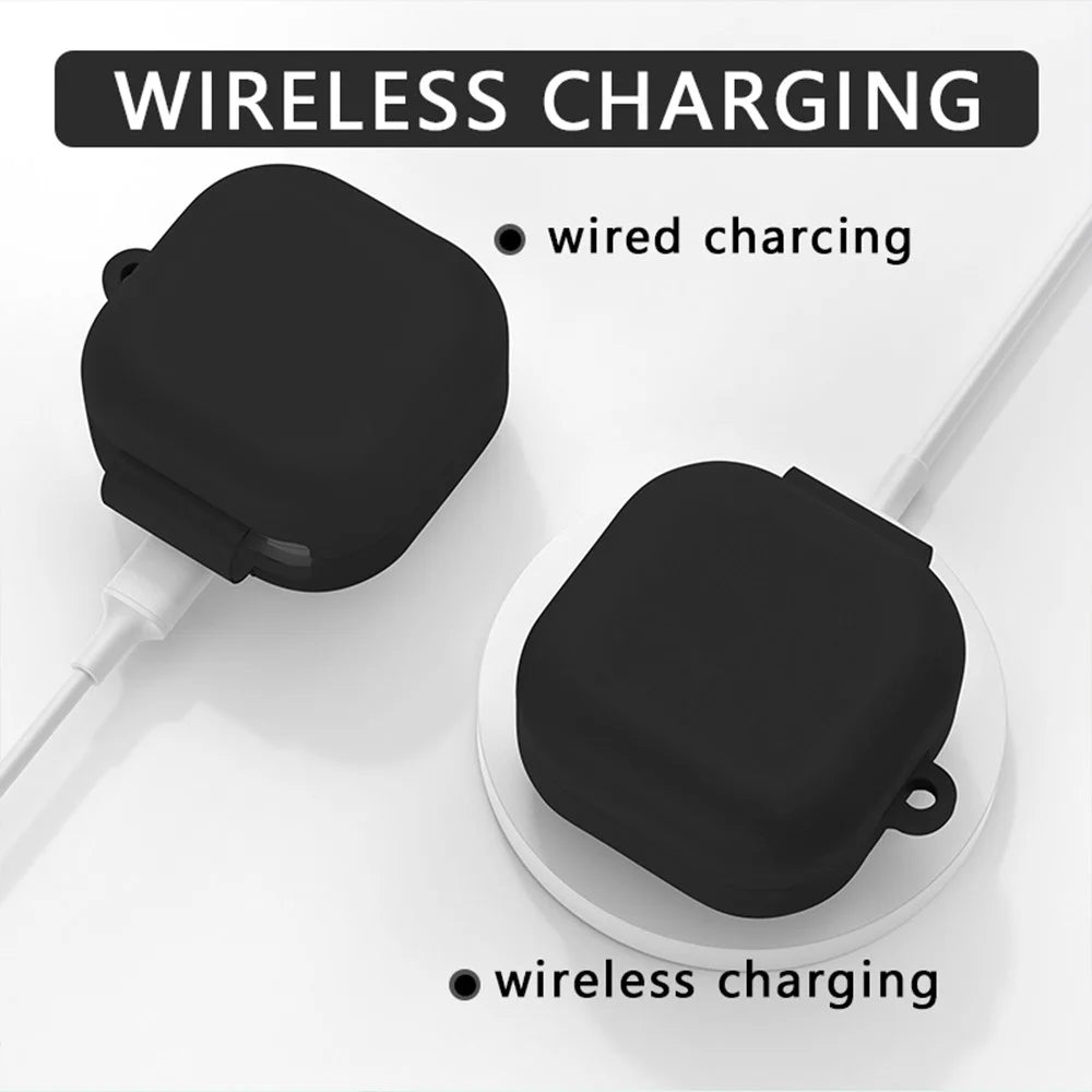 For Samsung Galaxy Buds4 / Buds4 Pro Silicone Case Wireless Earphone Anti-Scratch Protective Cover with Carabiner - Black - 3