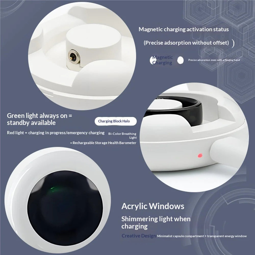 For RingConn R11 / R09 / R08 Smart Ring Charging Case 200mAh Magnetic Charging Box with 50cm Type-C Cable - White - 5