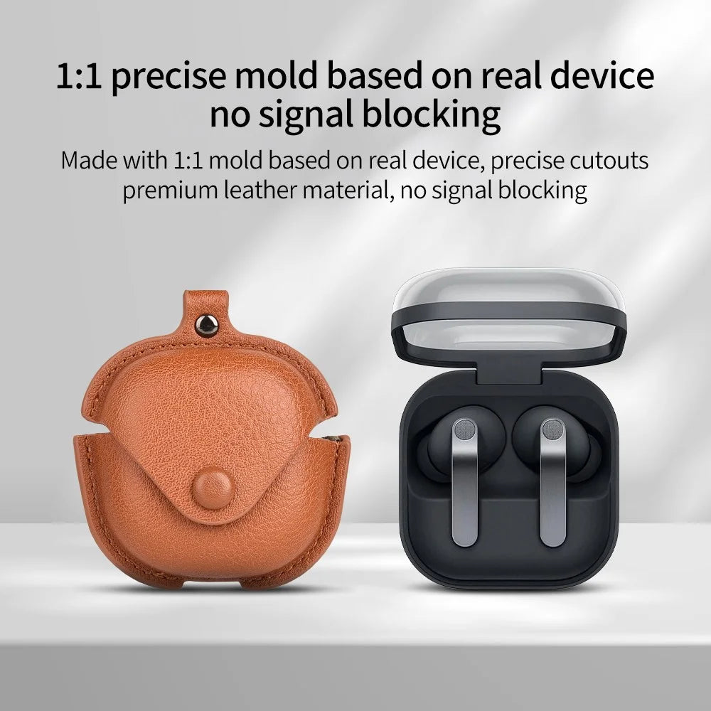For Samsung Galaxy Buds4 / Buds4 Pro Earphone Case Business Leather + PC Protective Cover - Brown - 2