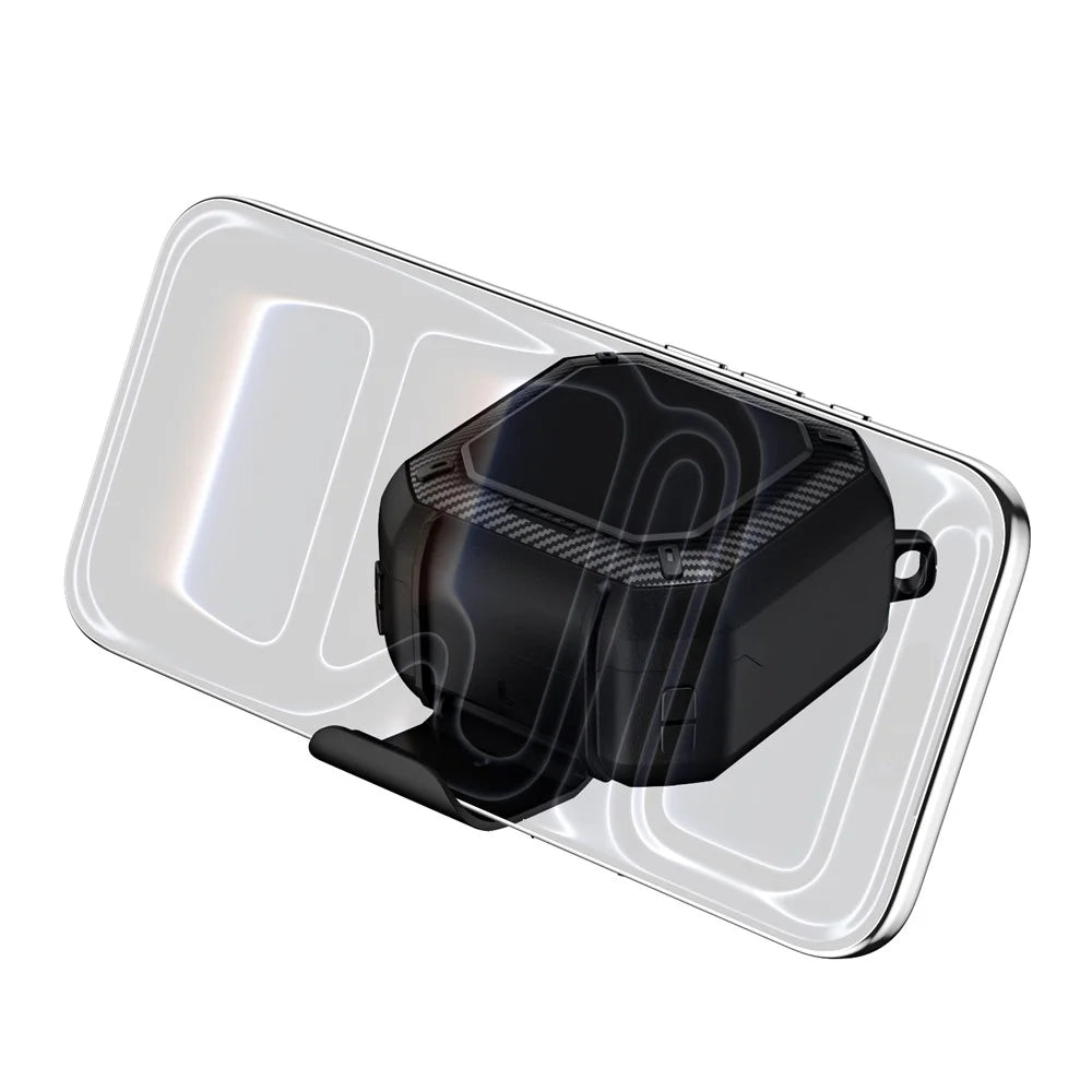 For Samsung Galaxy Buds4  /  Buds4 Pro Earphone Case TPU PC Phone Stand Lock Buckle Shockproof Protective Cover with Carabiner - Black - 3