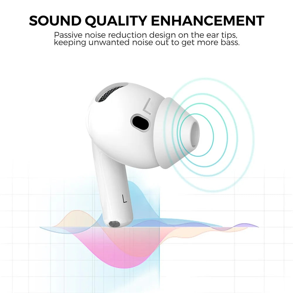 AHASTYLE PT66-4 1 Pair For AirPods 4 Silicone Ear Tips Anti-slip Noise Isolation Ear Covers - White - 3