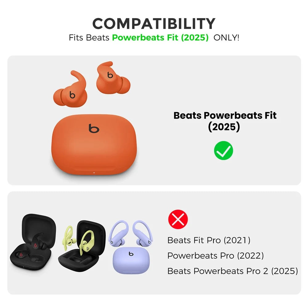 AHASTYLE WG189 For Beats Powerbeats Fit (2025) Silicone Case with Carabiner and Cleaning Pen Kit - Black - 7