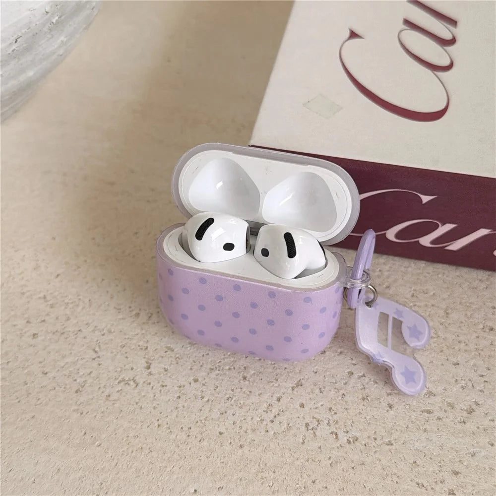 For AirPods 3 Polka Dot Case with Music Note Star Keychain Charm & Hook IMD+TPU Protective Cover - 2