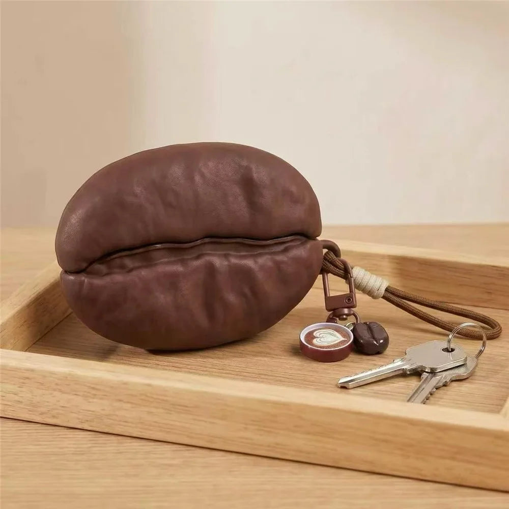 For AirPods Pro 3 Silicone Case Coffee Bean Protective Cover with Pendant Keychain - Coffee - 3
