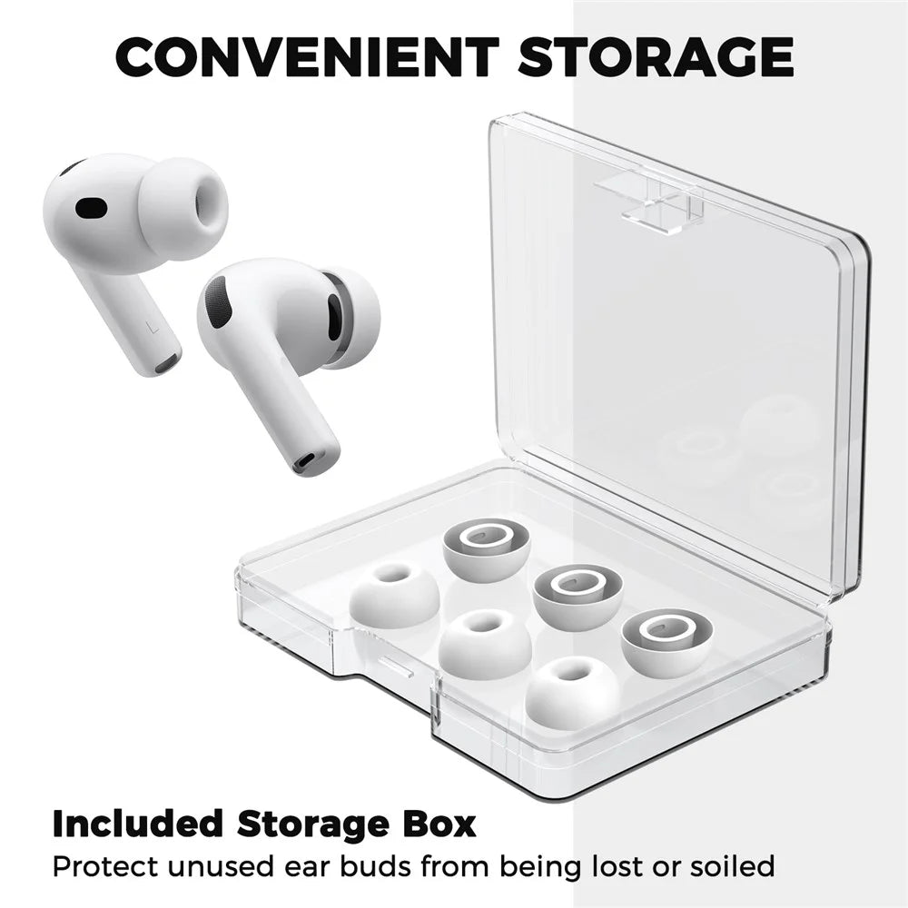 AHASTYLE WG187 3 Pairs Size L for AirPods Pro 3 Silicone Ear Tips Earbuds Caps with Storage Box - White - 6