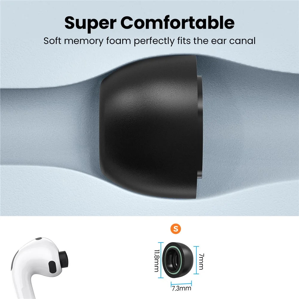 AHASTYLE WE38 3 Pairs Size S for AirPods Pro 3 Memory Foam Ear Tips Replacement Earbuds - Black - 4