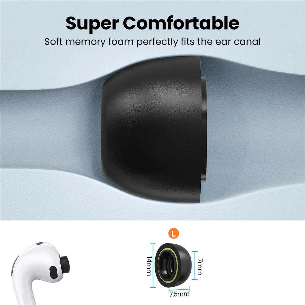 AHASTYLE WE38 1 Pair Size L for AirPods Pro 3 Ear Tips Memory Foam Soft Comfortable Replacement Earbuds - Black - 4