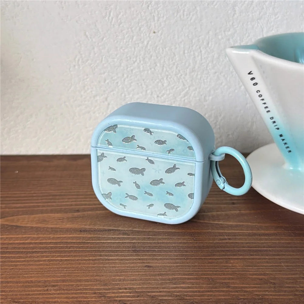 Case for AirPods Pro 3 Glitter Fish Star Pattern TPU Protective Cover with Carabiner Hook - 2