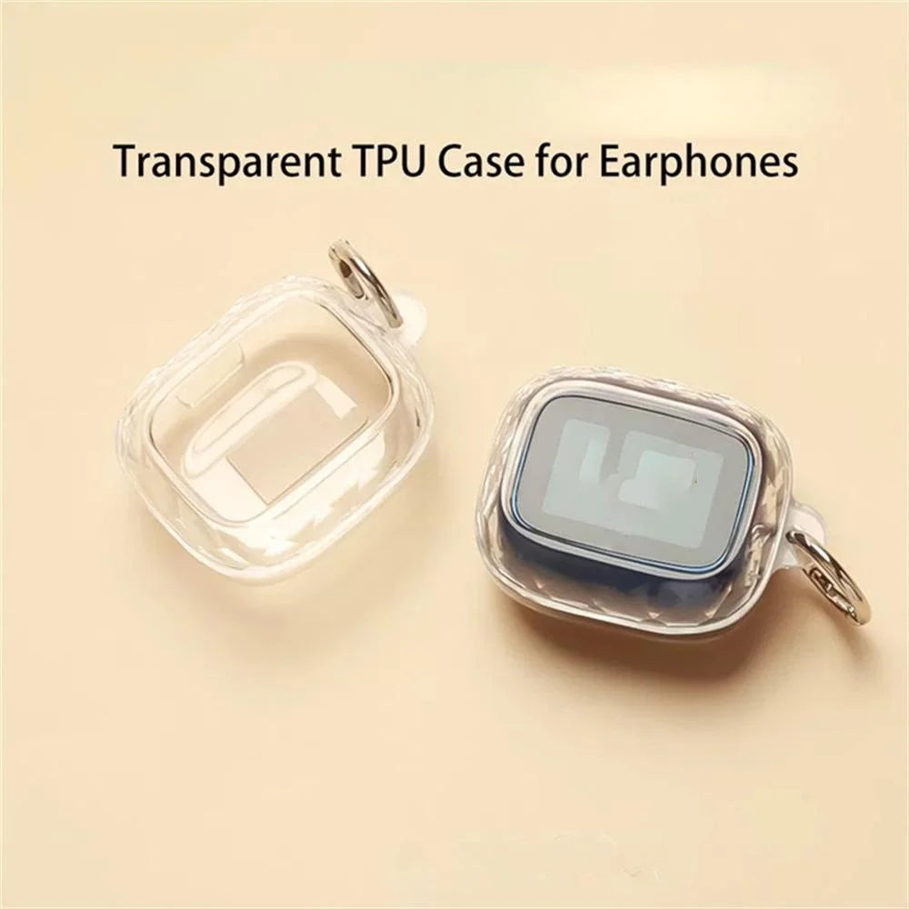 TPU Case for JBL Live Buds 4 / Beam 4 / Flex 4 Diamond Texture Protective Cover with Anti-Lost Buckle - Transparent Black - 6