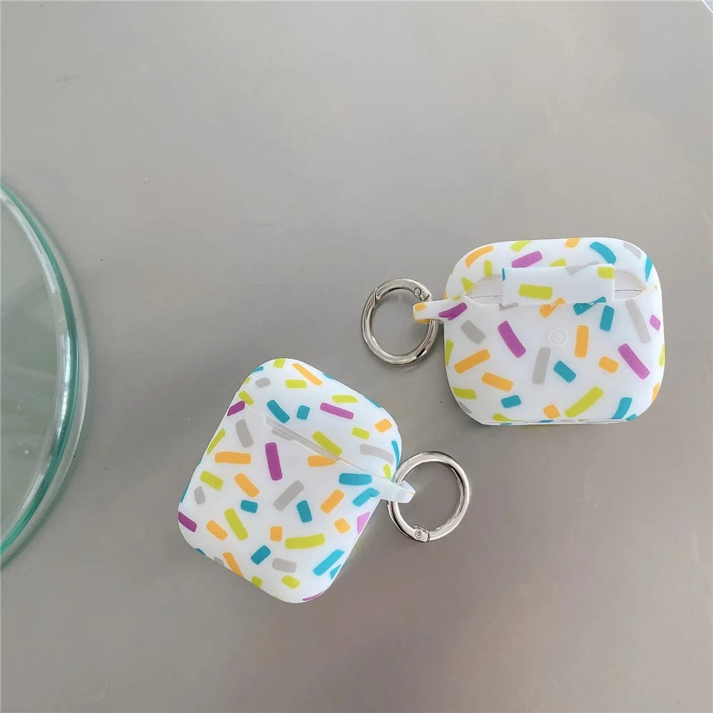 Silicone Case for Apple AirPods with Wireless Charging Case (2019)  /  AirPods with Charging Case (2019)  /  (2016) Rainbow Stripes Soft Protective Cover with Ring Buckle - 2