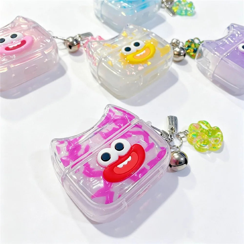 For AirPods Pro 2 / AirPods Pro Case Funny Smile Face TPU Earphone Cover with Cat Paw Pendant - Pink - 4