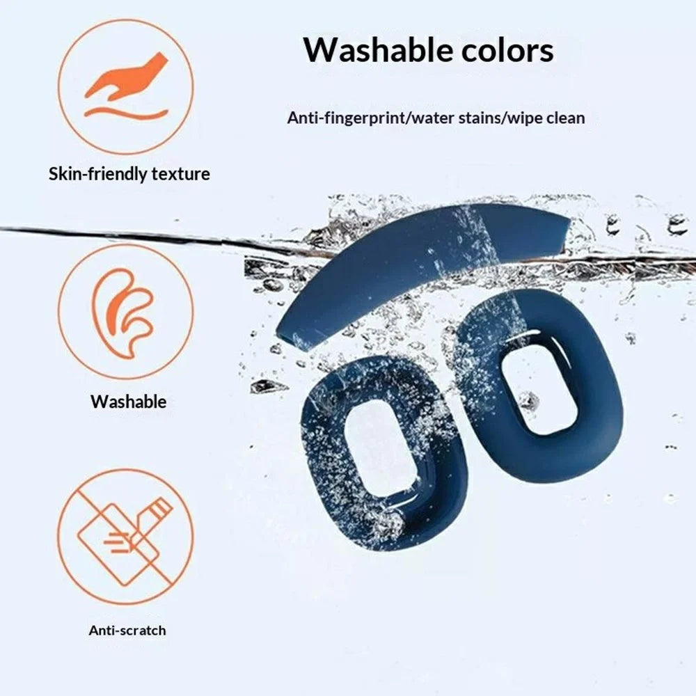 For Nothing Headphone (a) 2Pcs Ear Pad Silicone Case Protective Cover with Headband Sleeve - Dark Blue - 3