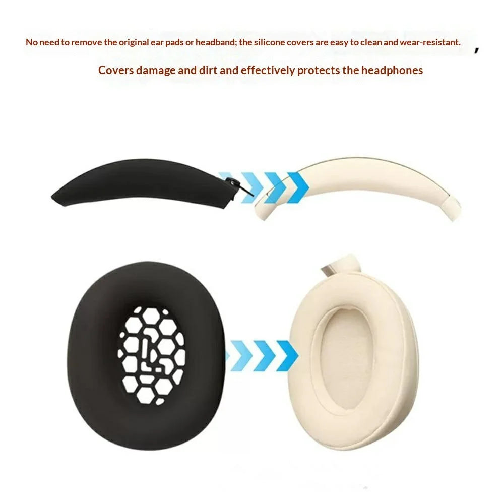 For Honor Choice Codeler Headphones 2 Silicone Case Kit , 2Pcs Earpad Cover + Headband Cover + Storage Bag - Black - 3