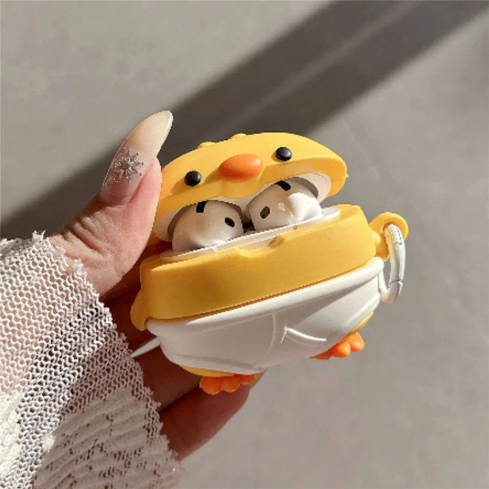 For AirPods Pro 2 / Pro Case Cute Little Yellow Chicken Design Silicone Protective Cover with Hanging Buckle - 2
