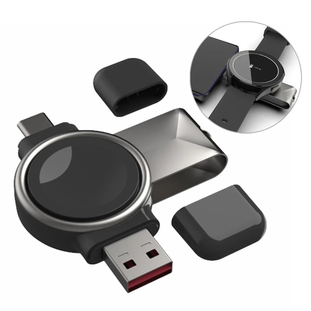 T304-S USB+Type-C 2 in 1 Magnetic Wireless Fast Charger for Samsung Galaxy Watch 3 4/Galaxy Watch Active 1 2 - 1