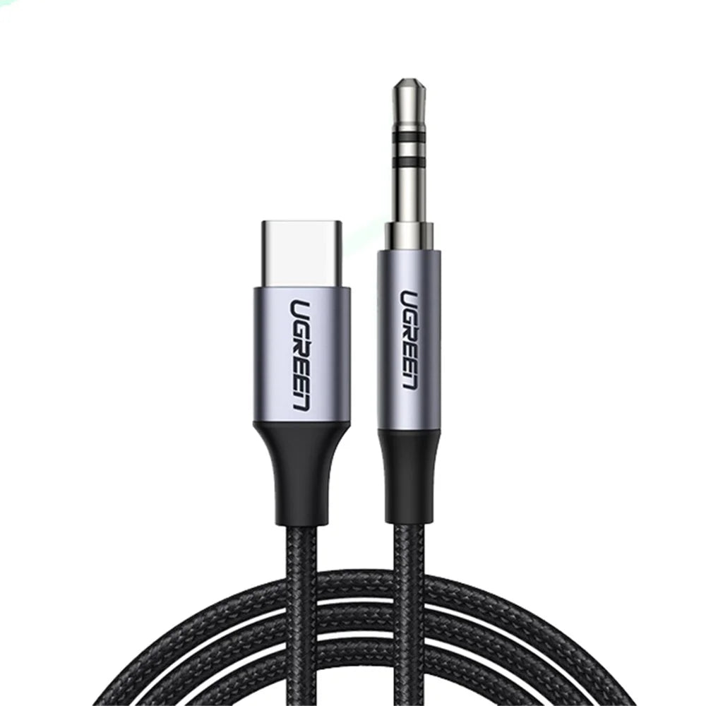 UGREEN 1m Type C to 3.5mm Male Plug AUX Cable Car Stereo Headphone Converter (DAC Chip) - 1