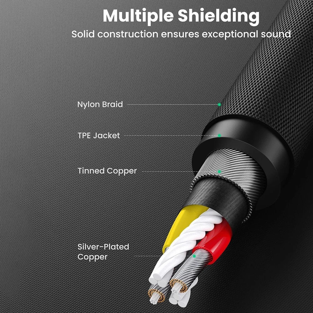 UGREEN 1m 3.5mm Jack Male to Male AUX Cord HiFi Sound Nylon Braided Audio Cable for Car Audio Headphone Speaker Amplifier - 3