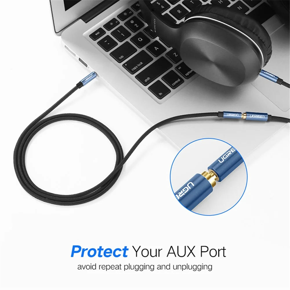 UGREEN 2m 24K Gold-plated 3.5mm Male to Female Audio Extension Cable AUX Cord - 4