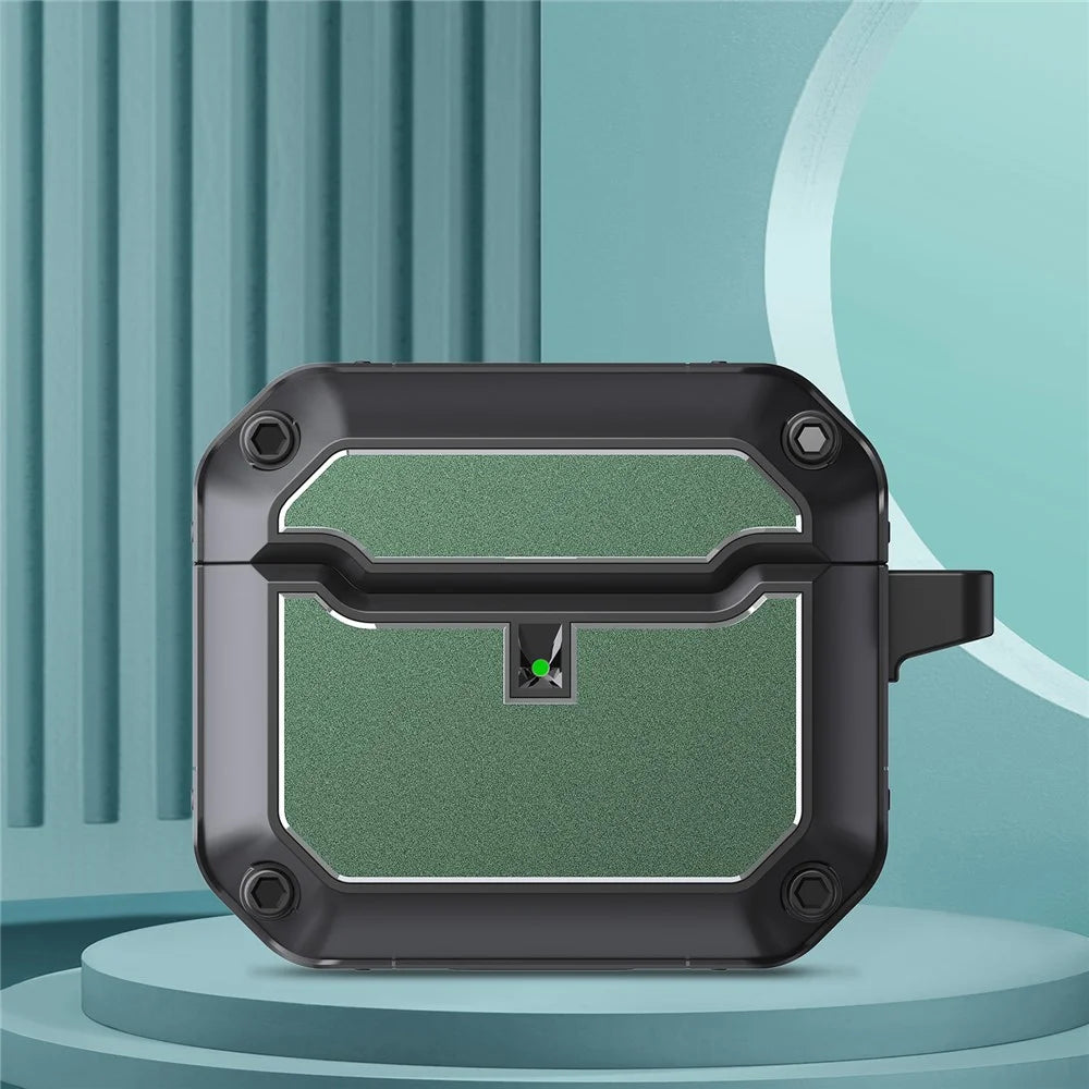 For Apple AirPods 3 Bluetooth-compatible Earphone Protective Case TPU + Hardware Charging Box Shell with Keychain - Green - 3