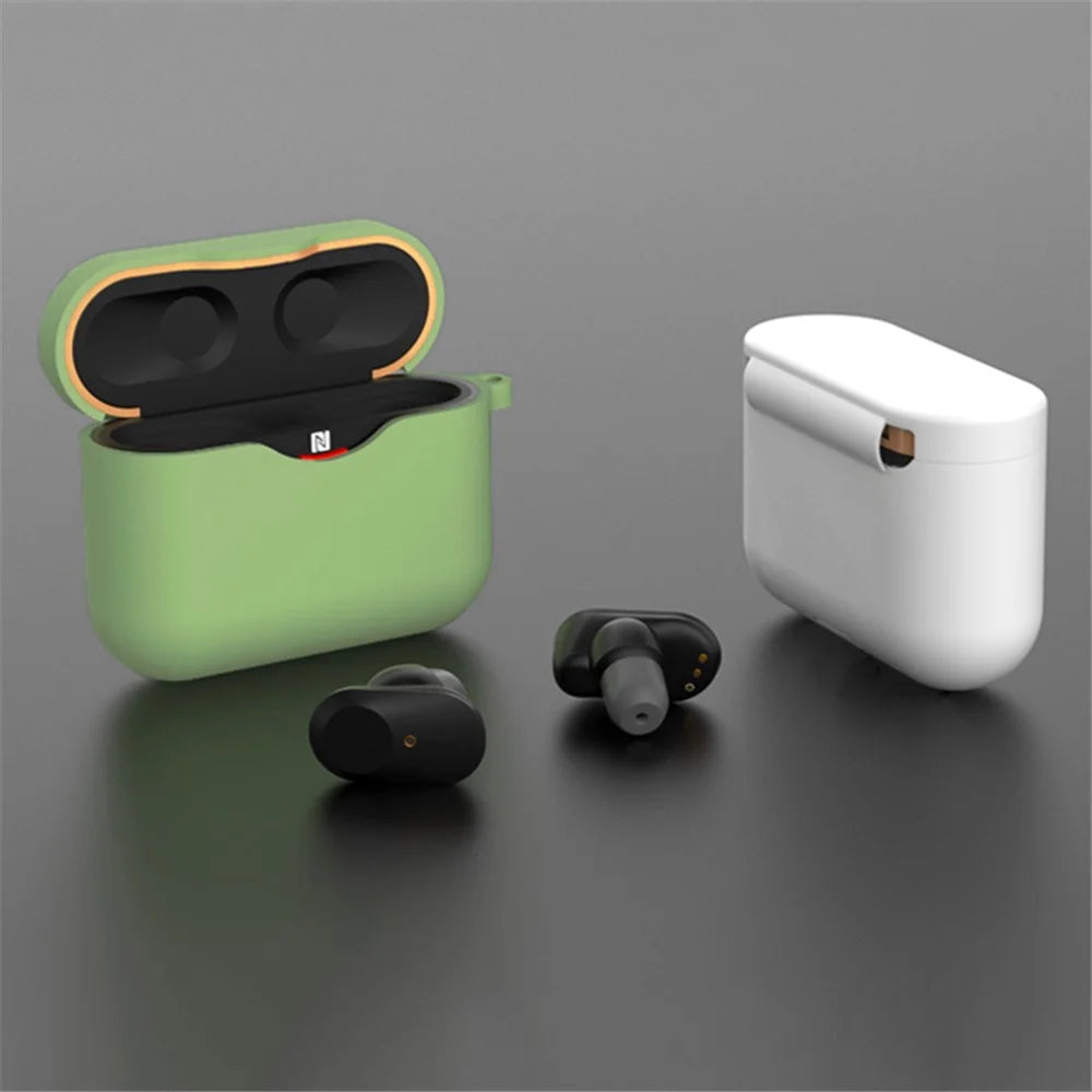 For Sony WF-1000XM3 Soft Silicone Earphone Case Anti-fall Earbuds Charging Box Protective Cover - Black - 5