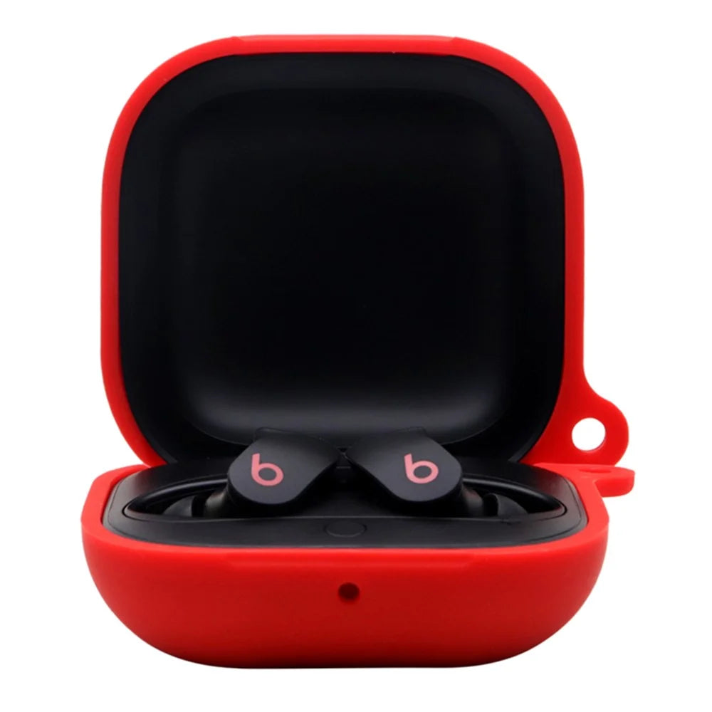 For Beats Fit Pro + Apple AirTag Multi-Color 2-in-1 Washable Silicone Protective Case - Red - 2