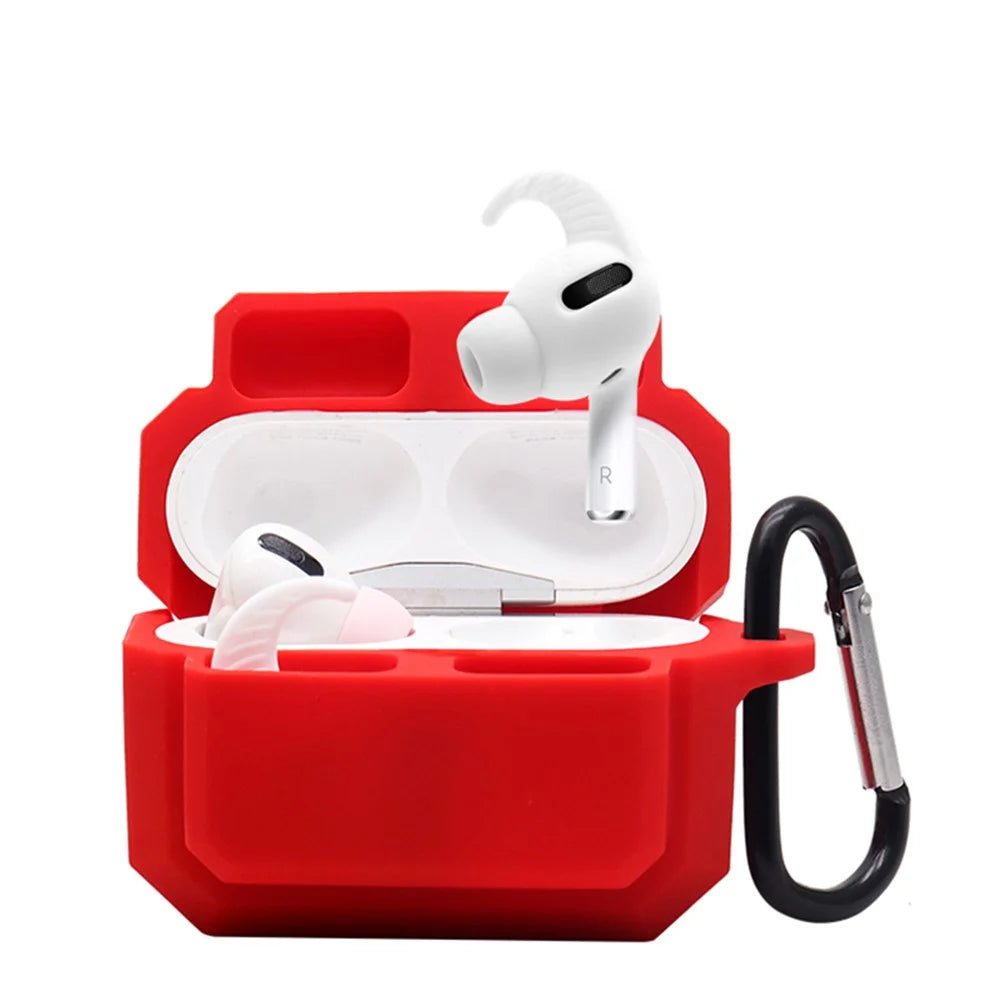 For Apple AirPods Pro 3-in-1 Silicone Anti-Fall Case + Ear-Tip + Anti-Lost Carabiner Protection Set - Red - 2