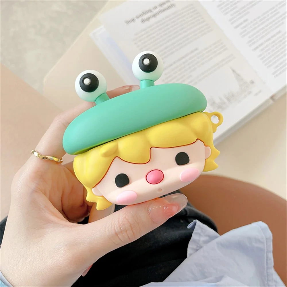 For Apple AirPods 3 Cute Frog Design Earphone Silicone Case Charging Box Protective Cover with Hook - 2