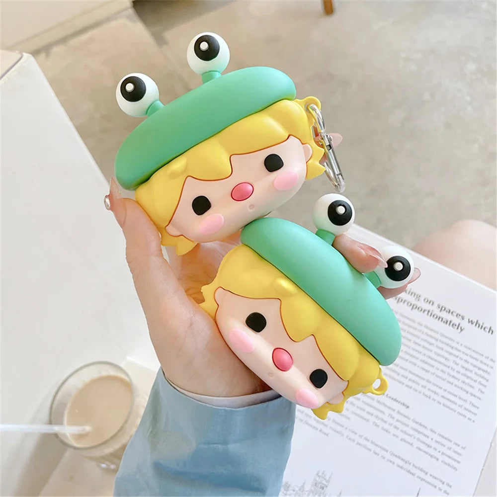 For Apple AirPods 3 Cute Frog Design Earphone Silicone Case Charging Box Protective Cover with Hook - 5