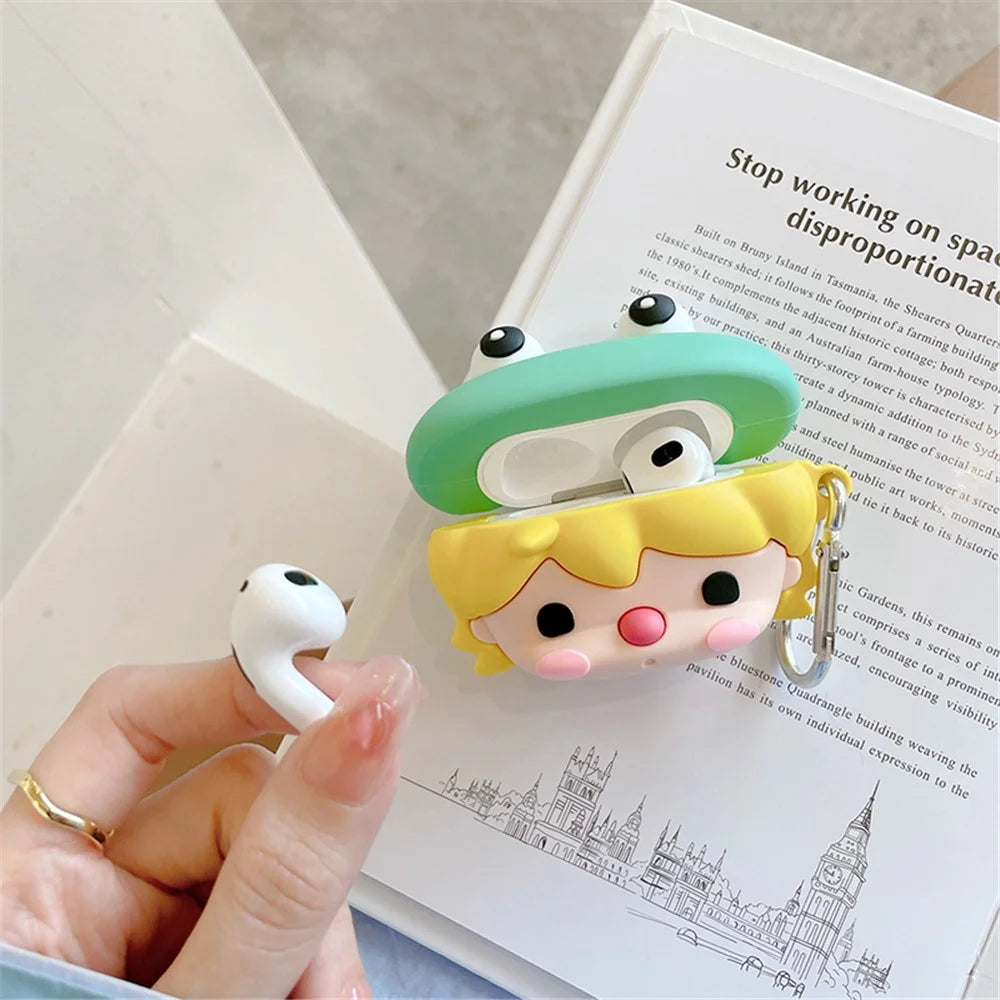 For Apple AirPods 3 Cute Frog Design Earphone Silicone Case Charging Box Protective Cover with Hook - 6