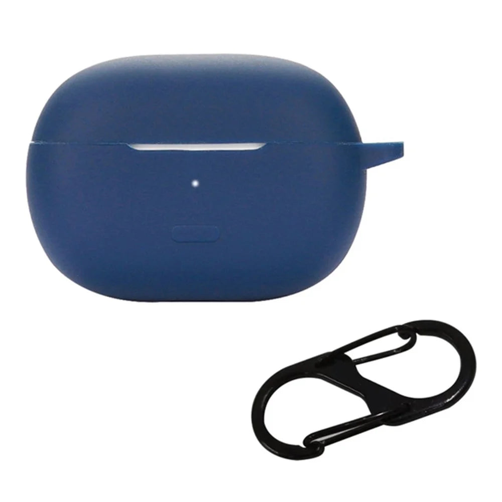 For Redmi Buds 4 Pro Earbuds Silicone Cover Bluetooth-compatible TWS Earphone Protective Sleeve Case with Anti-lost Buckle - Dark Blue - 1