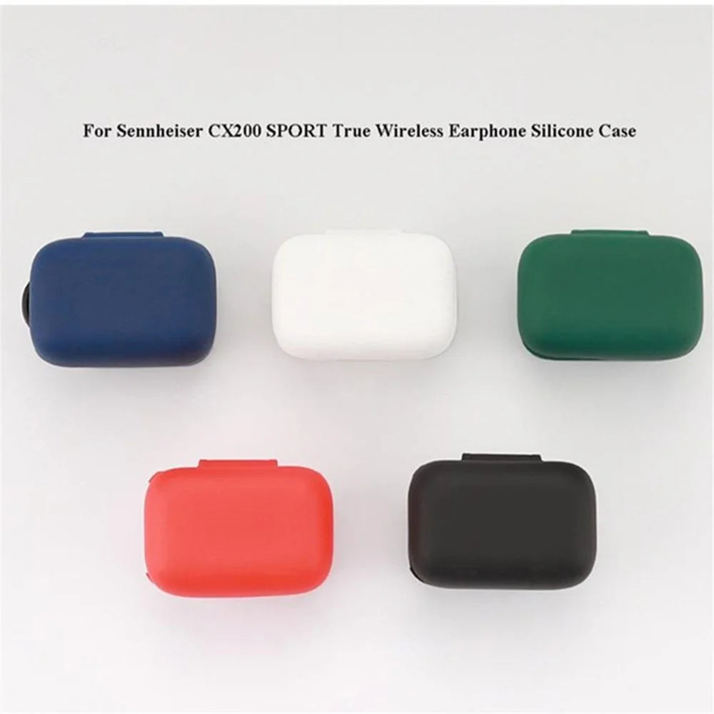 For Sennheiser CX200TW1-SPORT Silicone Cover Bluetooth-compatible TWS Earphone Protective Sleeve Case with Anti-lost Buckle - Dark Blue - 3