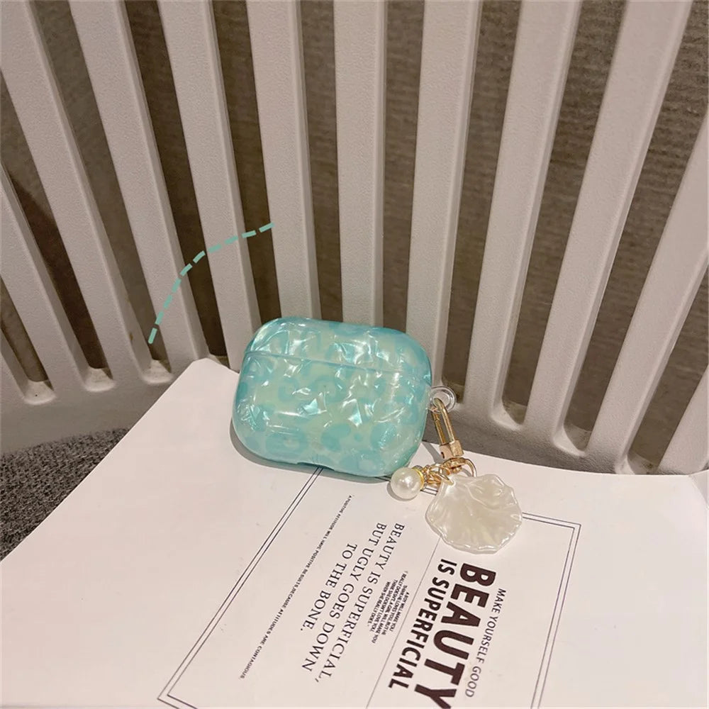 For Apple AirPods Pro Fashionable Shell Grain Bluetooth-compatible Earphone TPU Case Shell Pearl Pendant Design Protective Cover - 5