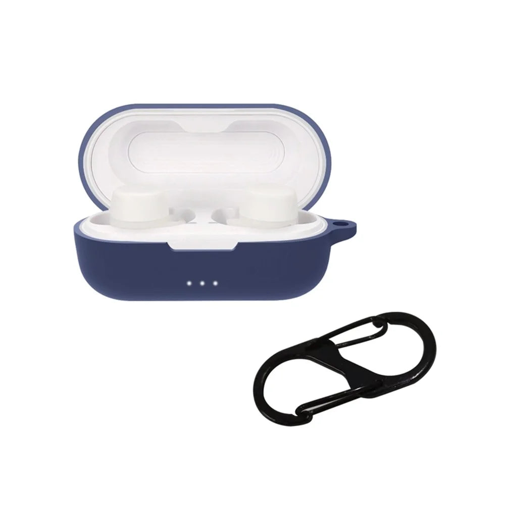 Shockproof Case for JBL UA Streak Wireless Headset Protector with Anti-Lost Buckle Bluetooth-compatible Earbuds Silicone Cover - Dark Blue - 1