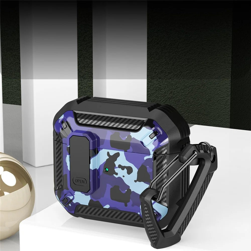 For Apple AirPods with Charging Case (2016) / (2019) / AirPods with Wireless Charging Case (2019) Protector Bluetooth-compatible Earphone Case Soft TPU+PC Shockproof Cover - Blue / Camo Blue - 2