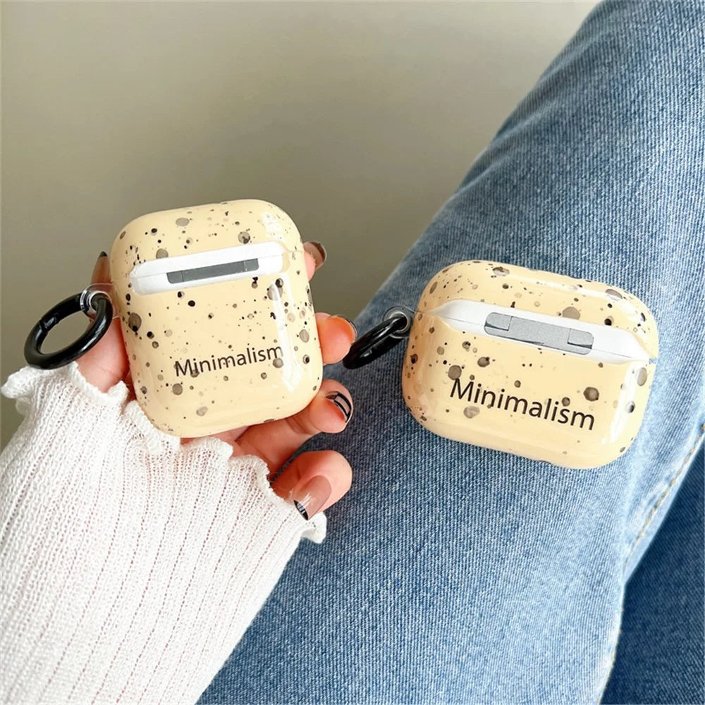 For Apple AirPods 3 Protective Cover Ink Style Dot IMD + TPU Cover Portable Earbuds Case with Buckle - 3